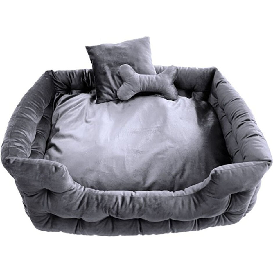 Goo-Eez Luxury Velour Pet Bed w/ Accessories Charcoal 28in.