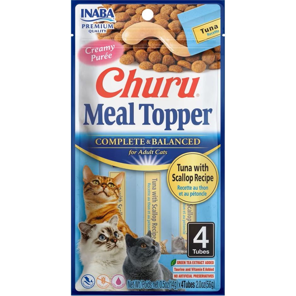 Inaba Churu Complete & Balanced Cat Food Topper - Tuna & Scallop, 2 oz, 4 ct, 6 ct