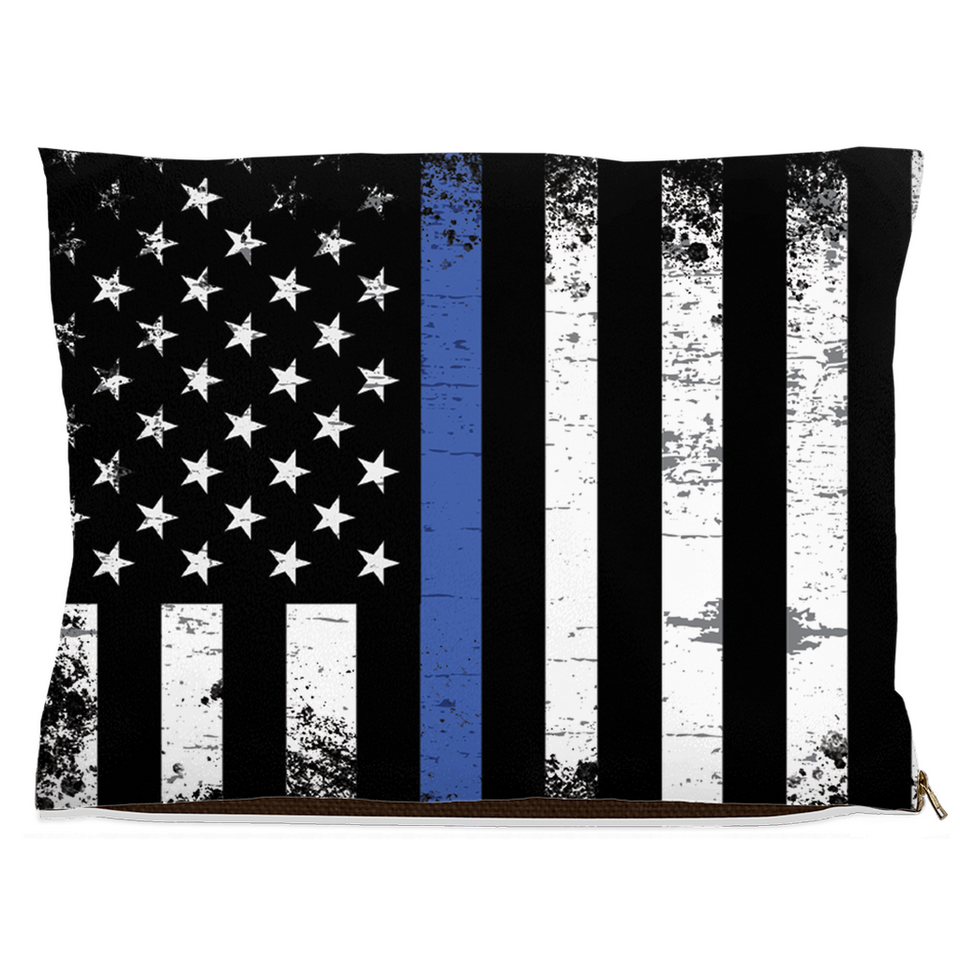 Thin Blue Line Dog Bed, Fleece/18x28 inch, view 2