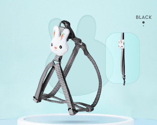 Escape-Proof Small Dog Chest Strap With Houndstooth Rabbit Design