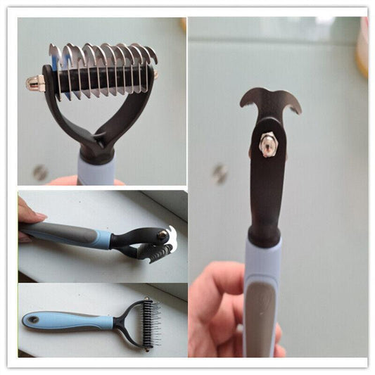 Double-Sided Deshedding Brush - 2-in-1 Undercoat Rake for Dogs