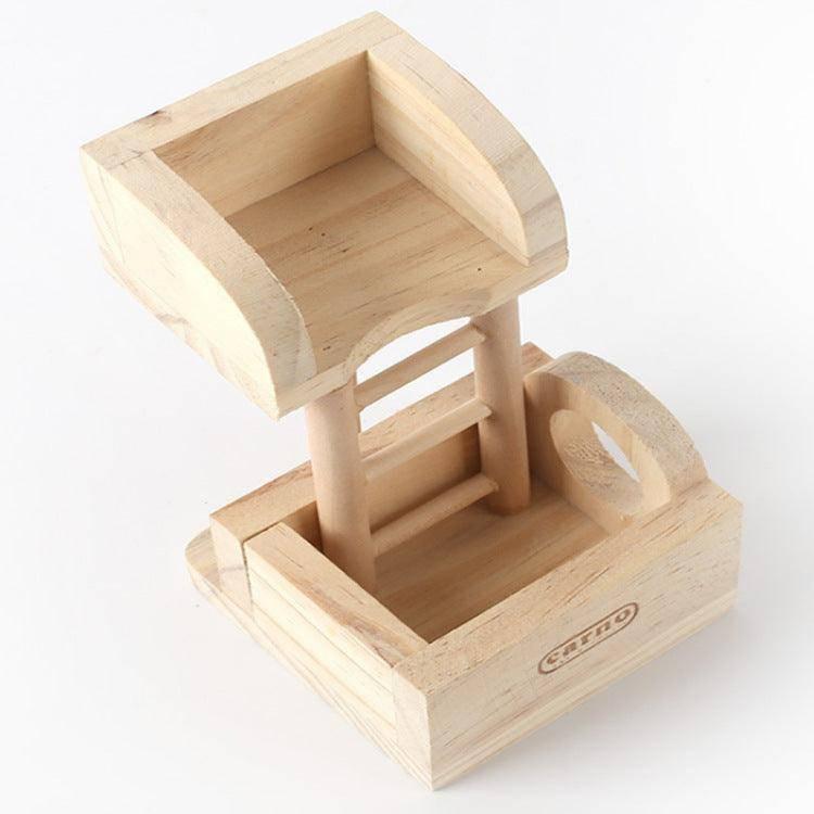 Dog Hugs Cat Wooden Watchtower & Hideaway - Dual - Function Hamster Observation Tower - Pets Perfect