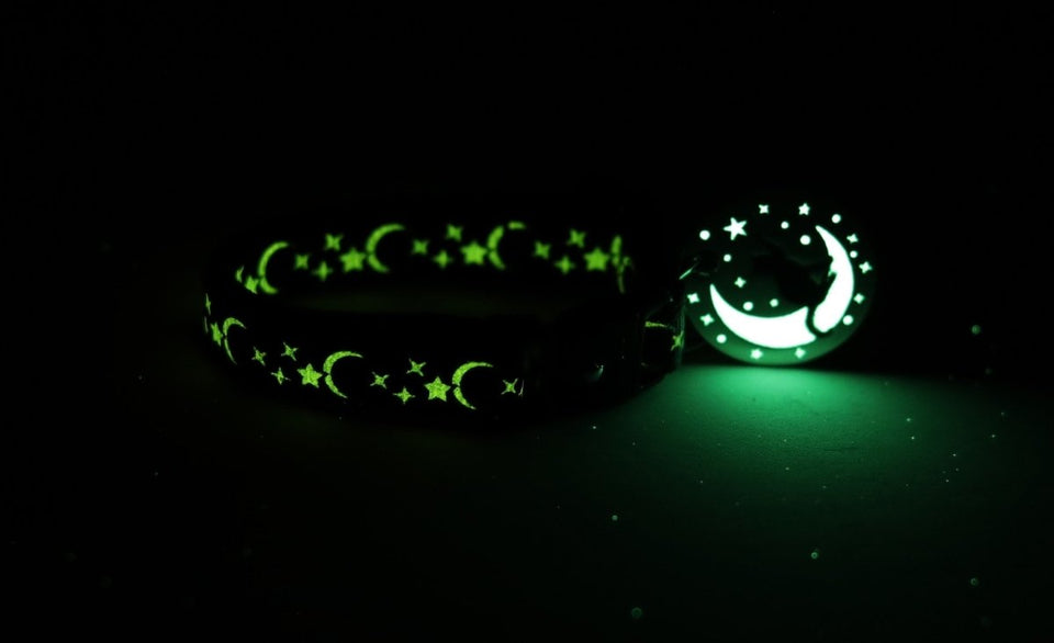 Silver Moons and Stars on Turquoise Cat Collar, view 3