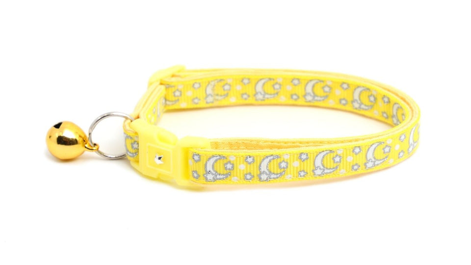 Silver Moons and Stars on Yellow Cat Collar, view 7