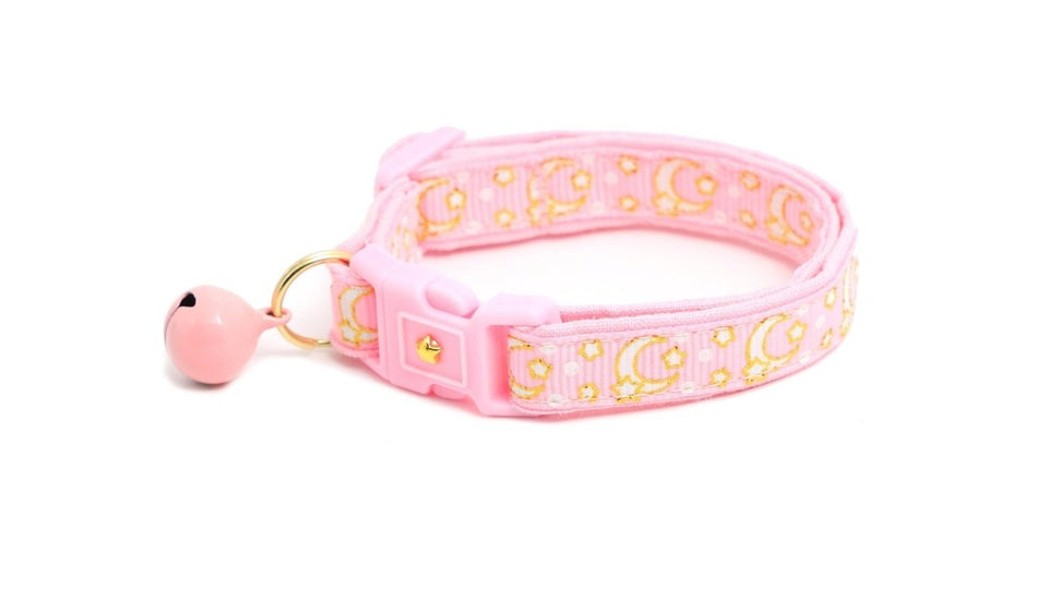 Gold Moons and Stars on Powder Pink Cat Collar, view 9