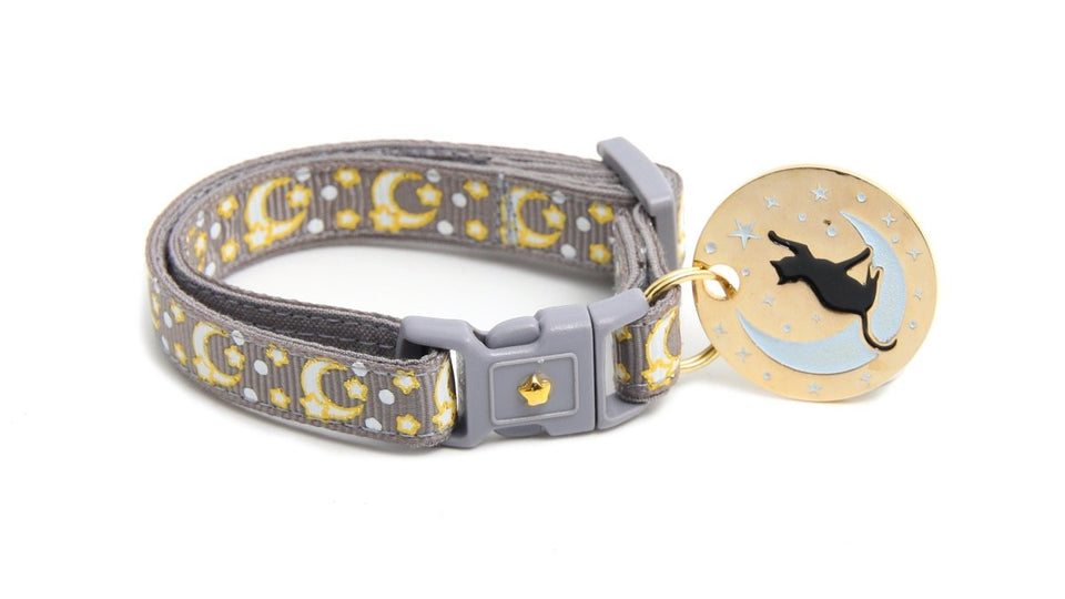 Gold Moons and Stars on Silver Cat Collar, view 6