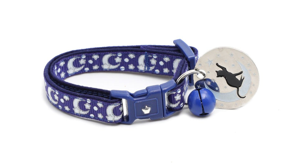 Pugs2Persians Glow-in-the-Dark Cat Collar, Small(10 lbs & Less)/Blank Moon Charm, view 8