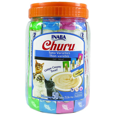 Inaba Churu Puree Cat Treats Variety Pack Tuna, 0.5 oz each, Case of 50