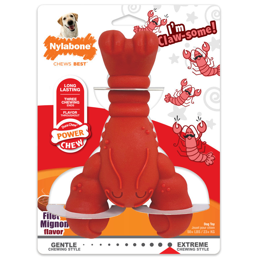 Nylabone Power Chew Lobster Dog Chew Toy, Filet Mignon, XL