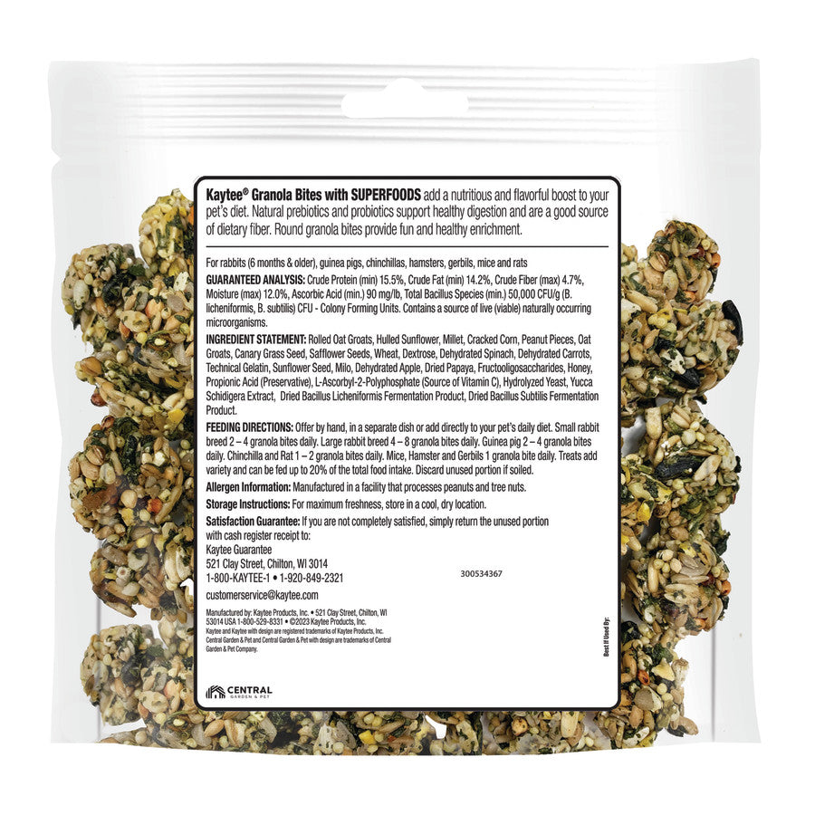 Kaytee Granola Bites with Superfoods Spinach and Carrot, 4.5 oz