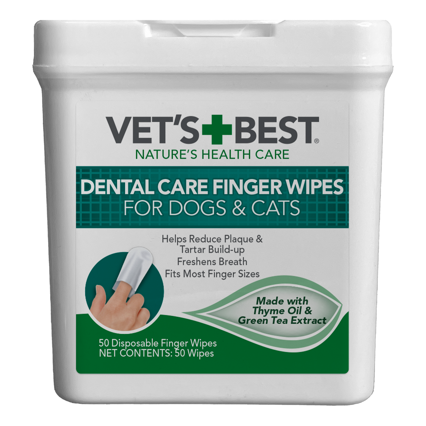 Vet's Best Dental Care Finger Wipes for Dogs and Cats 50 ct