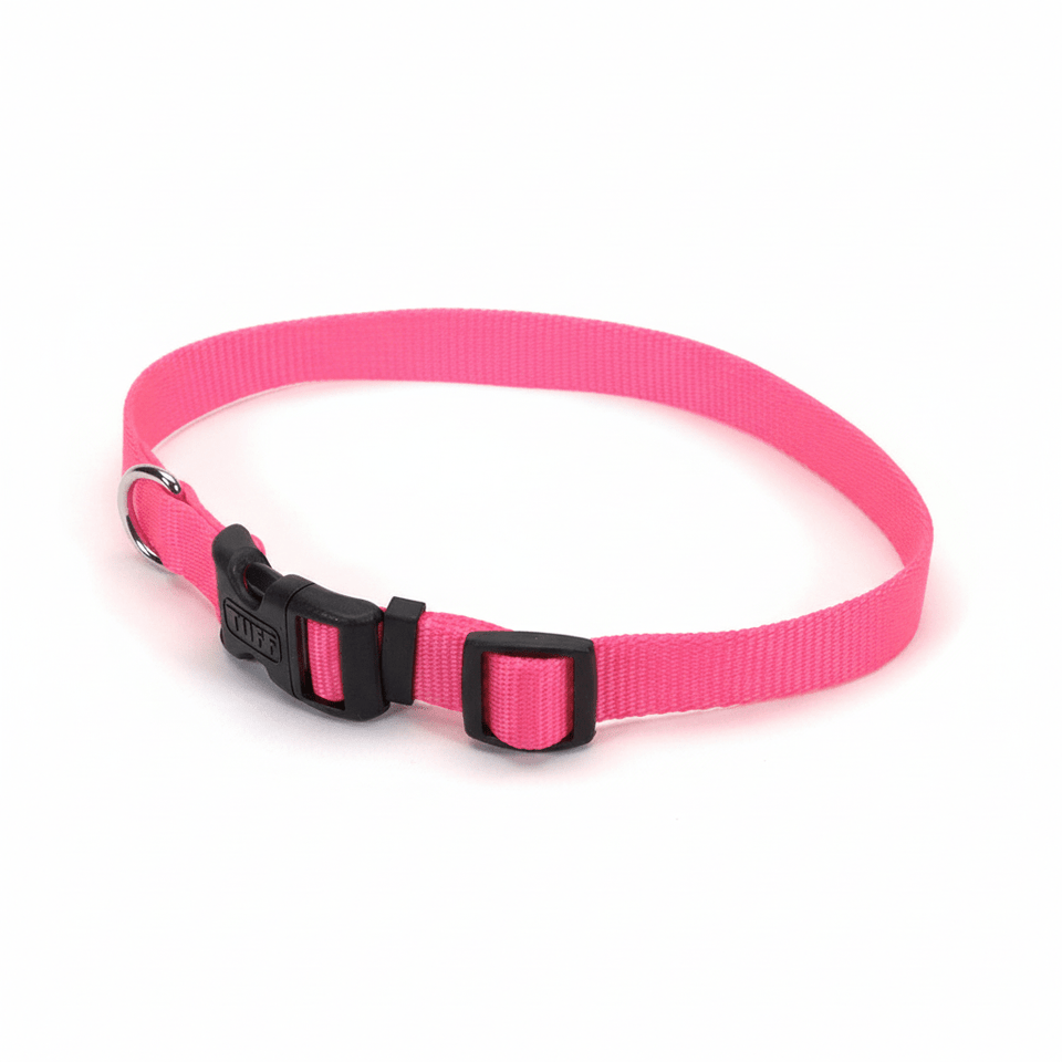 Coastal Adj. Nylon Dog Collar with Plastic Buckle Neon Pink, view 2