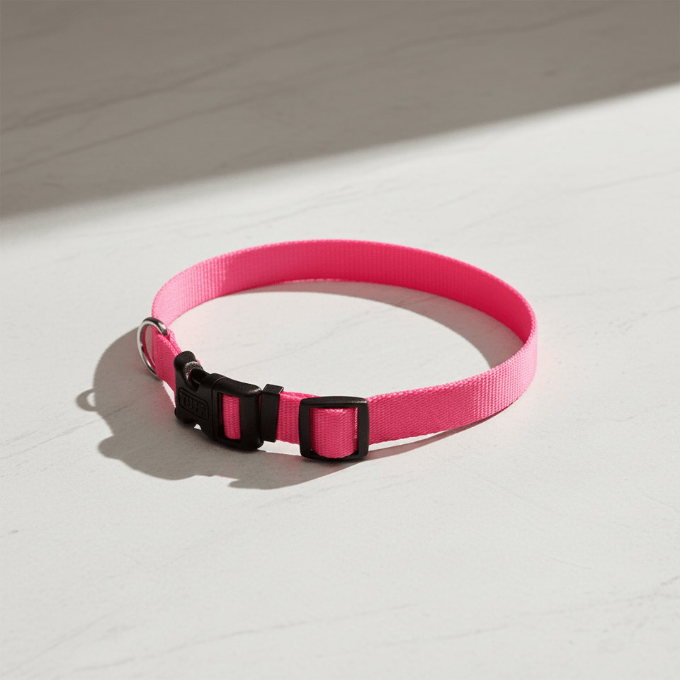 Coastal Adj. Nylon Dog Collar with Plastic Buckle Neon Pink, view 6