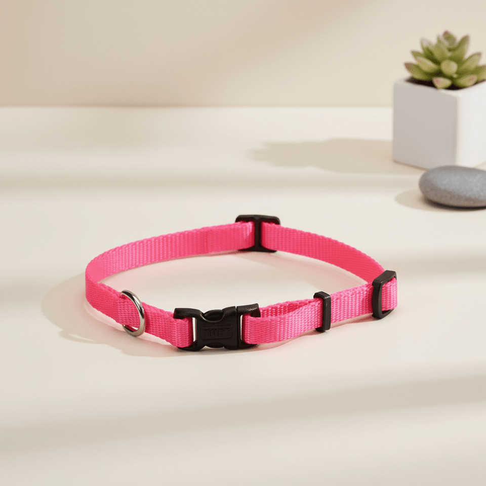 Coastal Adj. Nylon Dog Collar with Plastic Buckle Neon Pink, view 6