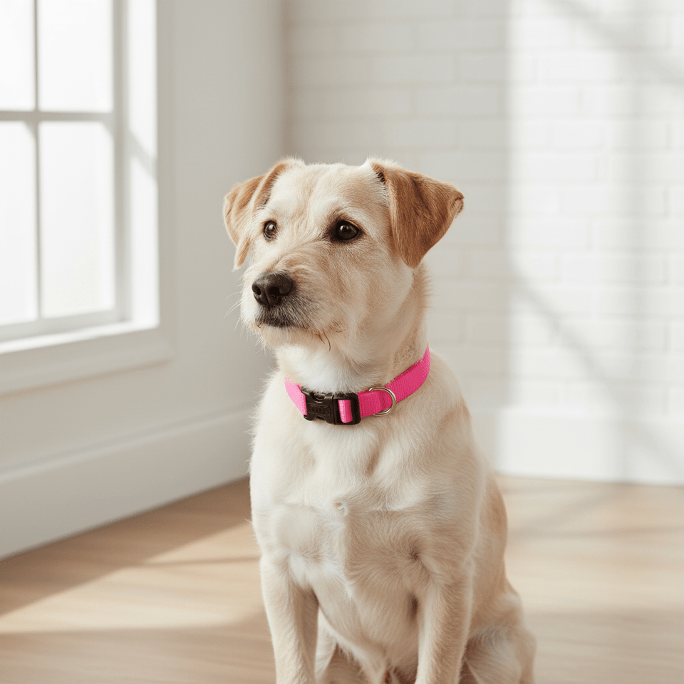 Coastal Adj. Nylon Dog Collar with Plastic Buckle Neon Pink, view 5