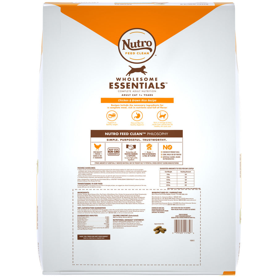 Nutro Products Wholesome Essentials Healthy Weight Indoor Adult Dry Cat Food Chicken & Brown Rice 14 lb