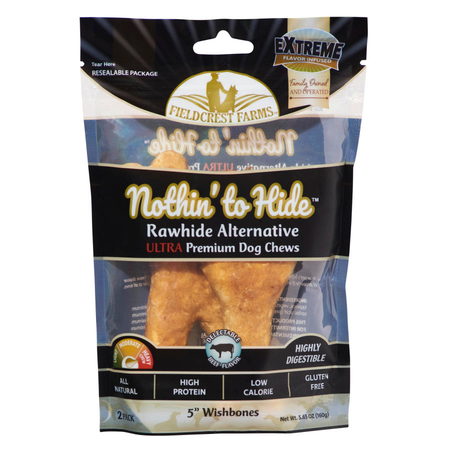 Fieldcrest Farms Nothin' To Hide Ultra Wishbone Dog Treat Beef, 5 in, 2 ct
