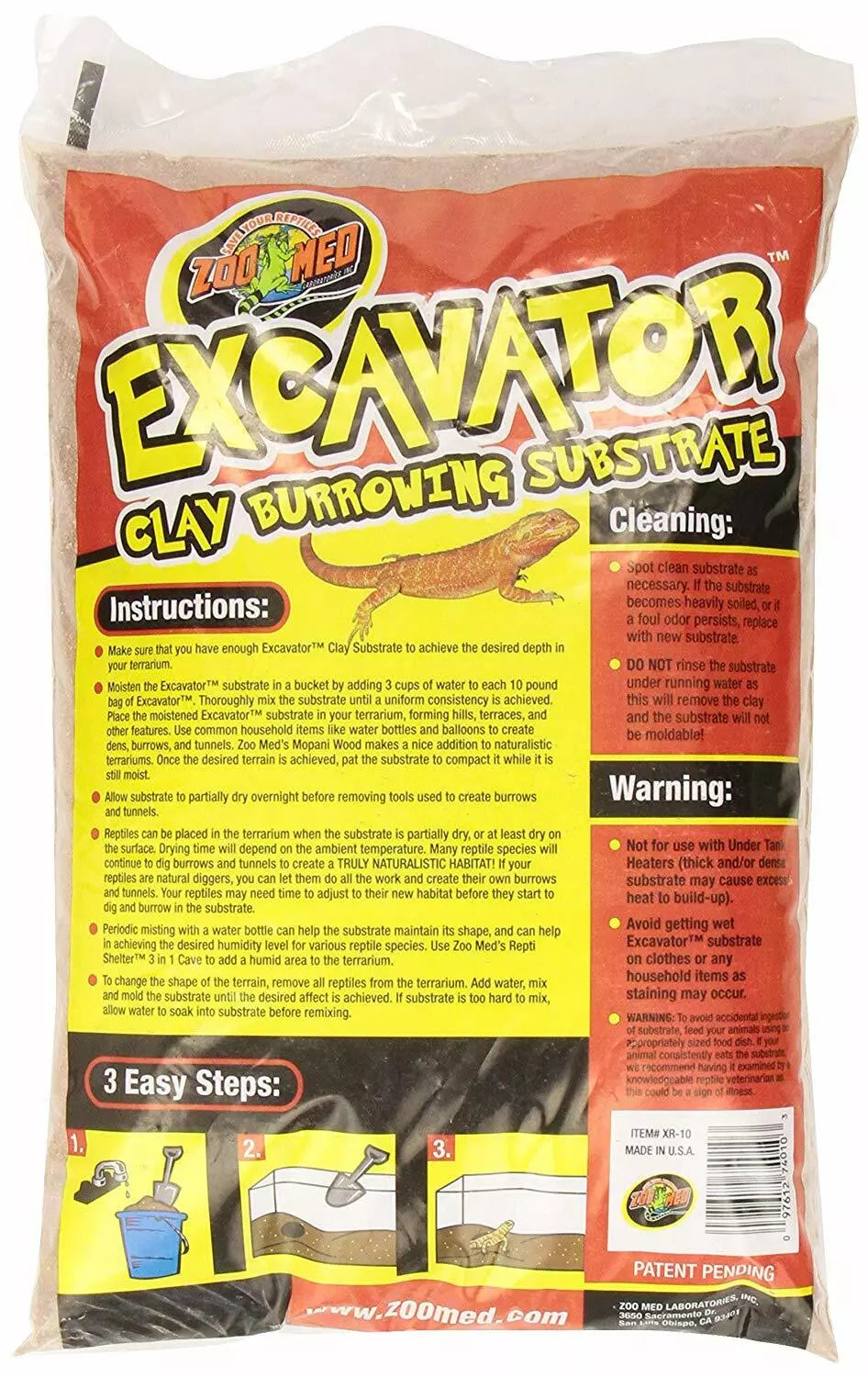 Zoo Med Excavator Clay Burrowing Substrate Brown, 10 lb