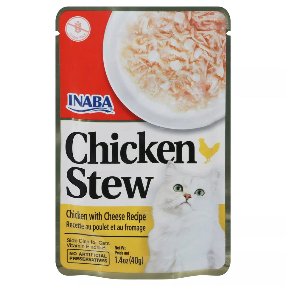 Inaba Chicken Stew Side Dish for Cats - Chicken and Cheese, 1.76 oz each, Case of 8
