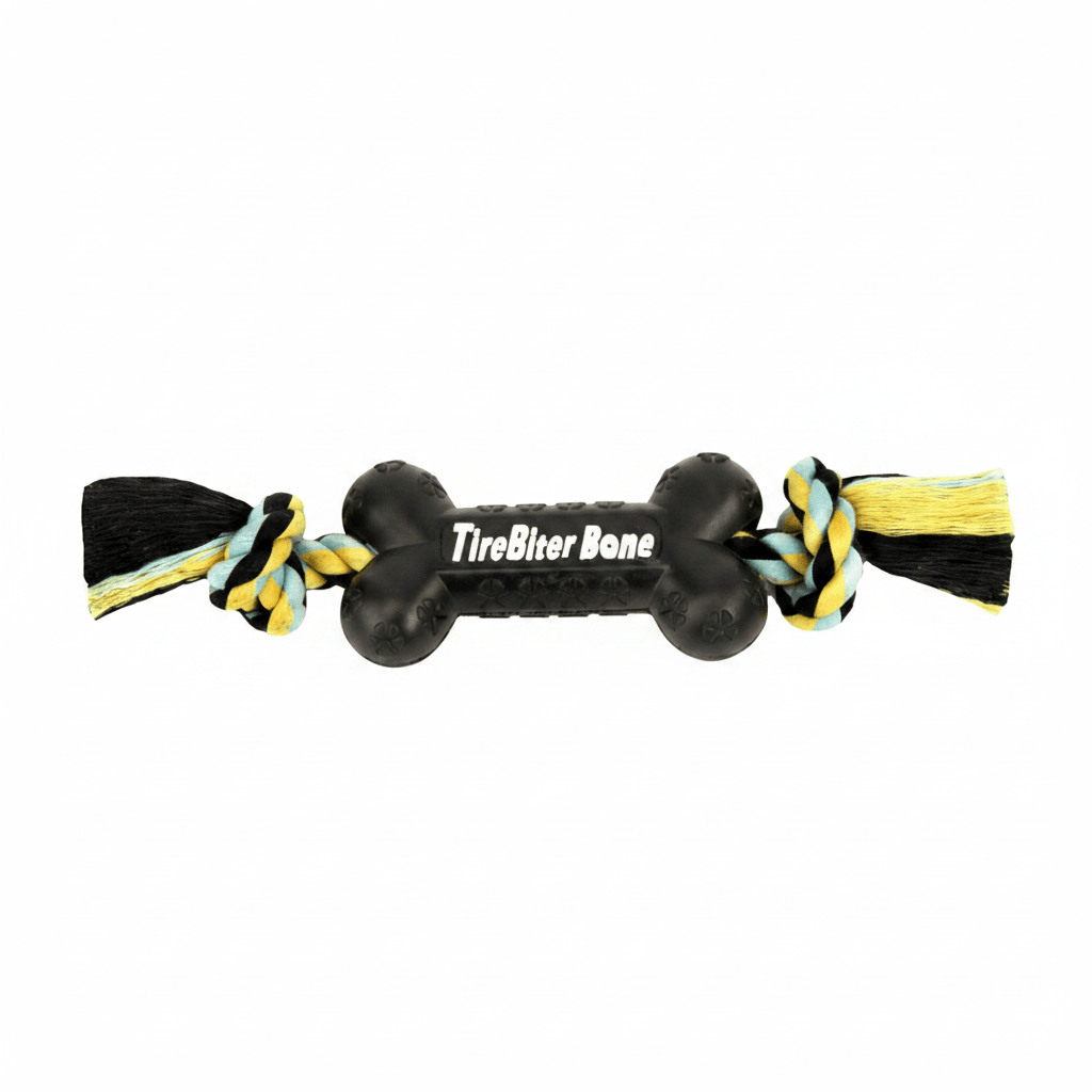 Mammoth Pet Products TireBiter Bone w/Rope Dog Toy Multi - Color 1ea/16 in, LG - Pets Perfect