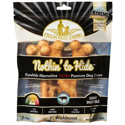 Fieldcrest Farms Nothin' To Hide Ultra Wishbone Dog Treat Beef, 7 in, 2 ct
