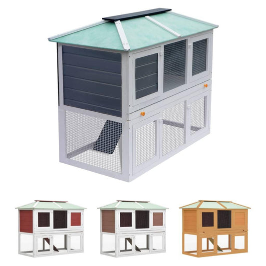 vidaXL Rabbit Hutch Bunny Cage with Pull Out Tray Rabbit Enclosure Solid Wood.