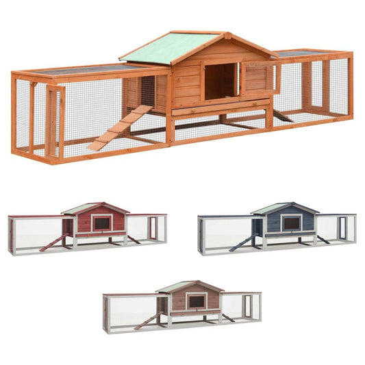 vidaXL Rabbit Hutch Bunny Cage with Pull Out Tray Rabbit Enclosure Solid Wood.