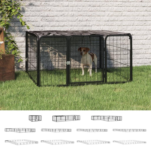vidaXL Dog Playpen Kennel Dog Cage Puppy Pet Exercise Wire Fence Steel Black