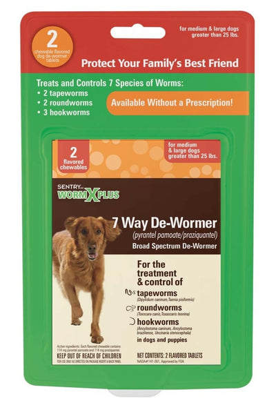 SENTRY Worm x Plus 7 Way DeWormer for Large Dogs 2 ct