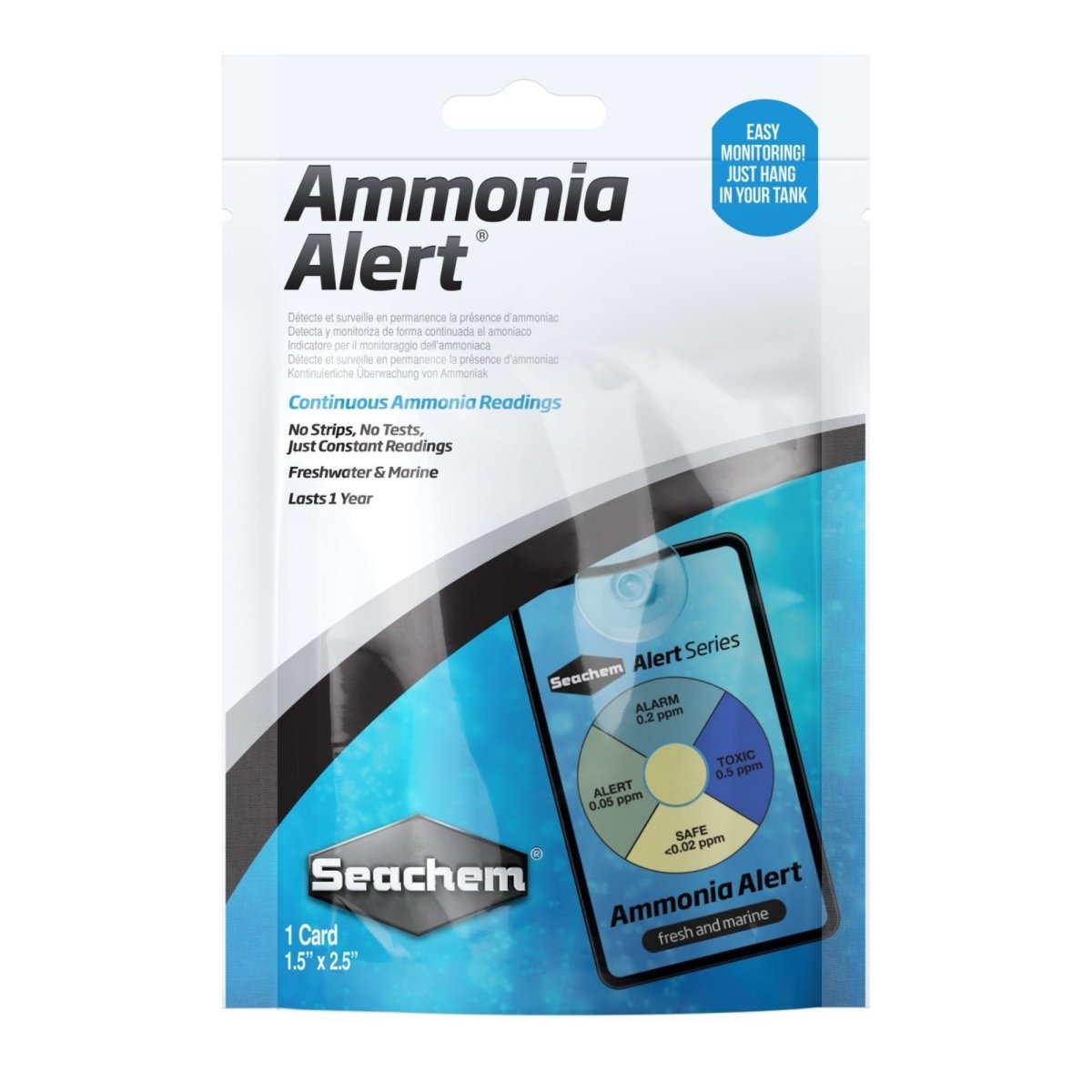 Seachem Laboratories 1 Year Ammonia Alert Monitor 1ea/1 Card, 1.5 In X 2.5 in - Pets Perfect