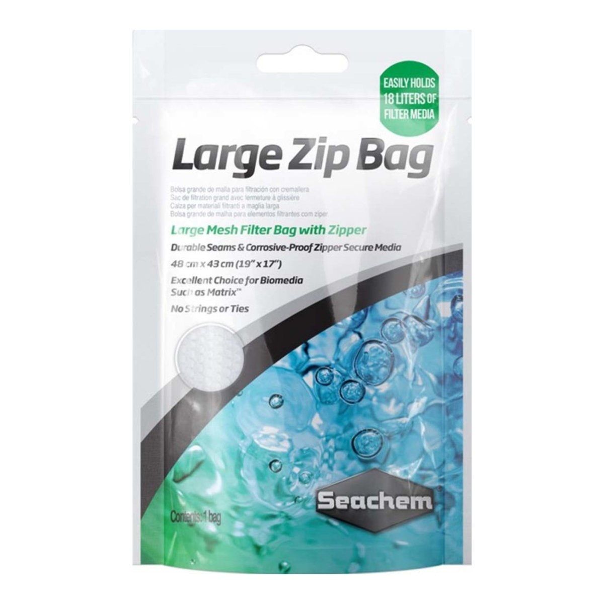 Seachem Laboratories Mesh Filter Bag with Zipper LG mesh, White, 1ea/19In X 17 in - Pets Perfect