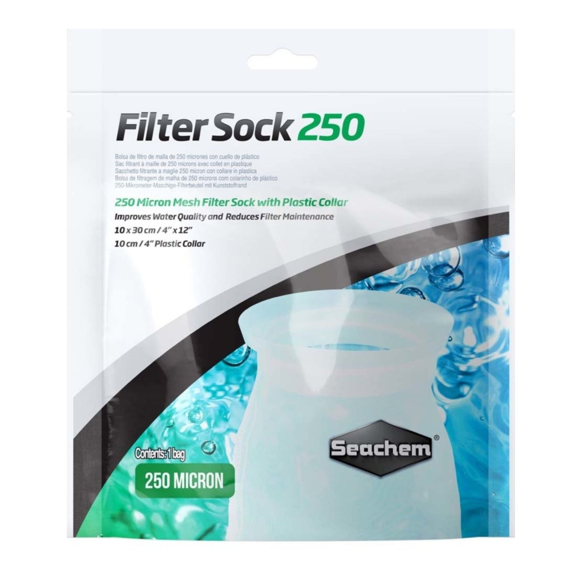 Seachem Laboratories Mesh Filter Sock with Plastic Collar White, 1ea/4In X 12 in, SM - Pets Perfect