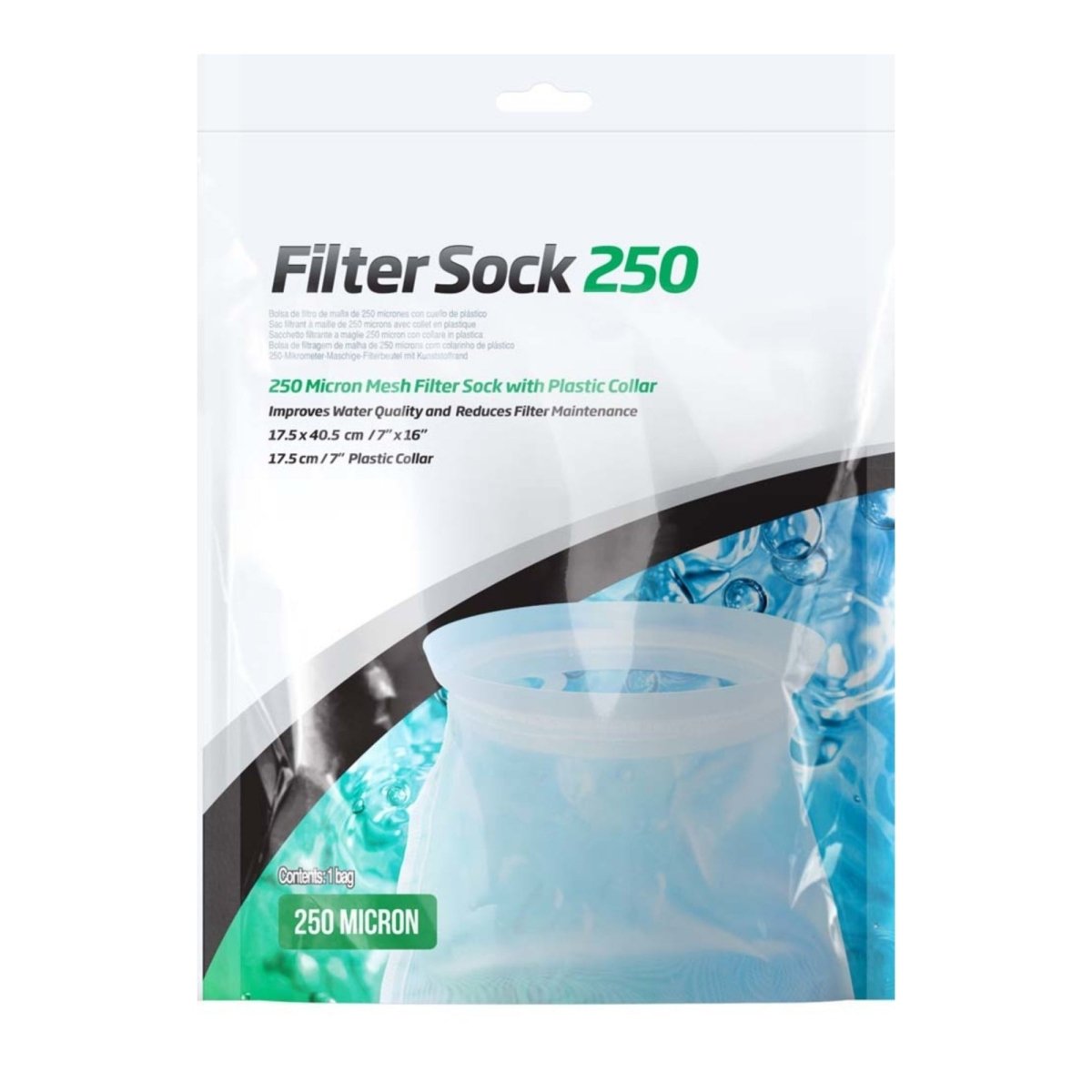 Seachem Laboratories Mesh Filter Sock with Plastic Collar White, 1ea/7In X 16 in, LG - Pets Perfect