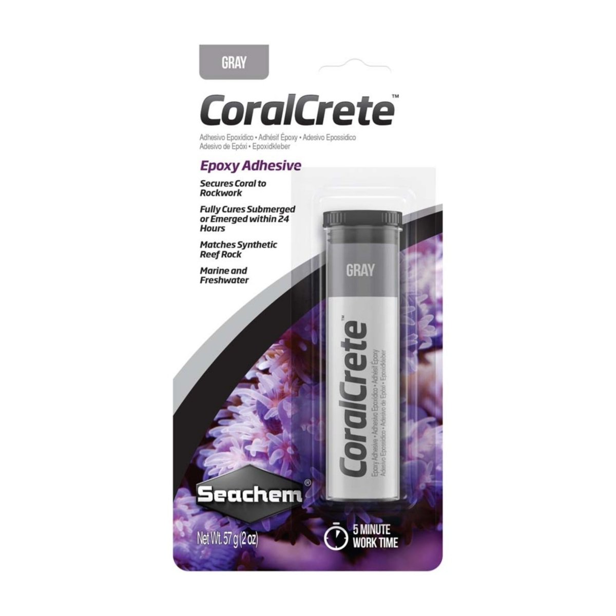 Seachem Laboratories CoralCrete Epoxy Adhesive Grey, 1ea/2 oz - Pets Perfect