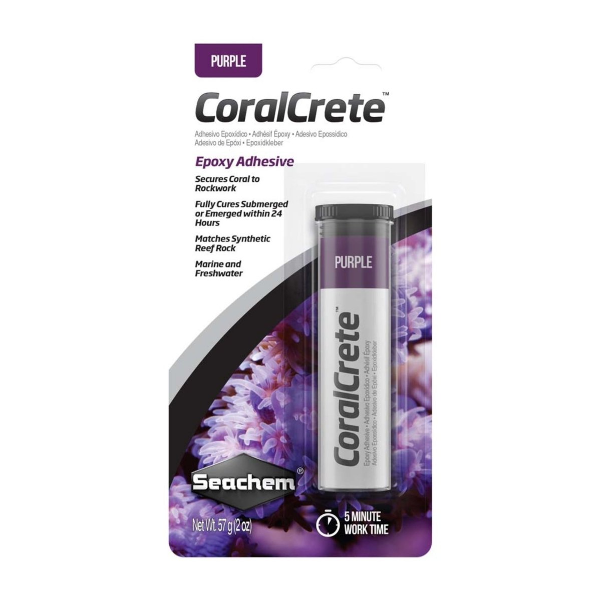 Seachem Laboratories CoralCrete Epoxy Adhesive Purple, 1ea/2 oz - Pets Perfect
