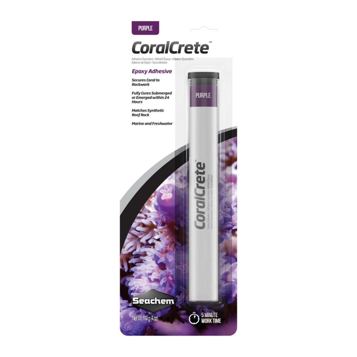 Seachem Laboratories CoralCrete Epoxy Adhesive Purple, 1ea/4 oz - Pets Perfect