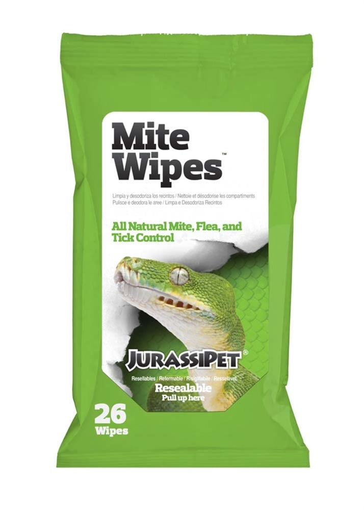 Jurassipet MiteWipes All-Natural Reptile Mite, Flea, and Tick Control Wipes, 26 Count