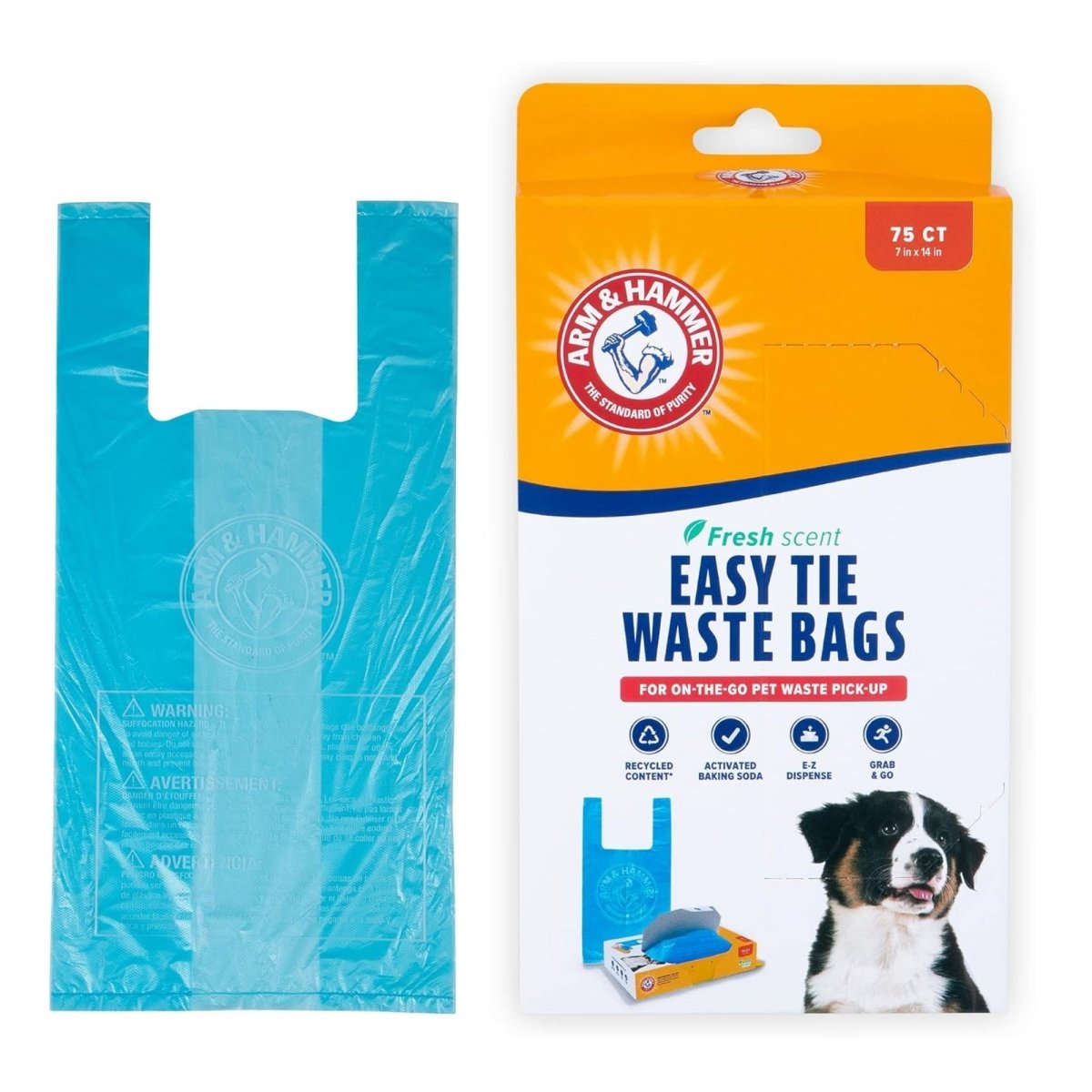 Arm & Hammer Easy - Tie Waste Bags Blue 1ea/75 ct - Pets Perfect