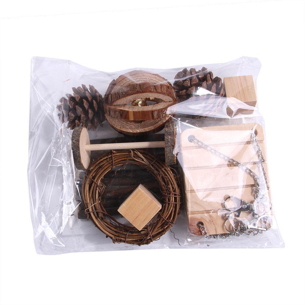 9 - Piece Wooden Toy Set for Small Pets Chew & Play - Pets Perfect