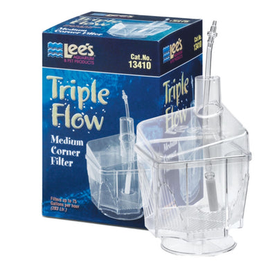 Lee's Aquarium & Pet Products Triple-Flow Corner Filter Clear, 1ea/MD