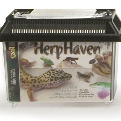 Lee's Aquarium & Pet Products HerpHaven Carrier for Reptiles & Amphibians Black, 1ea/7.12In X 5.5 in, Mini
