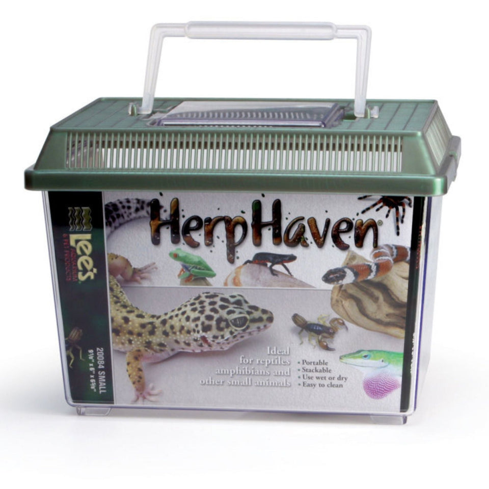 Lee's Aquarium & Pet Products HerpHaven Carrier for Reptiles & Amphibians Black, 1ea/9.12In X 6.62 in, SM