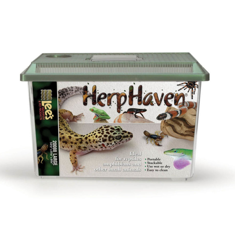 Lee's Aquarium & Pet Products HerpHaven Carrier for Reptiles & Amphibians Black, 1ea/14.5In X 9.75 in, LG