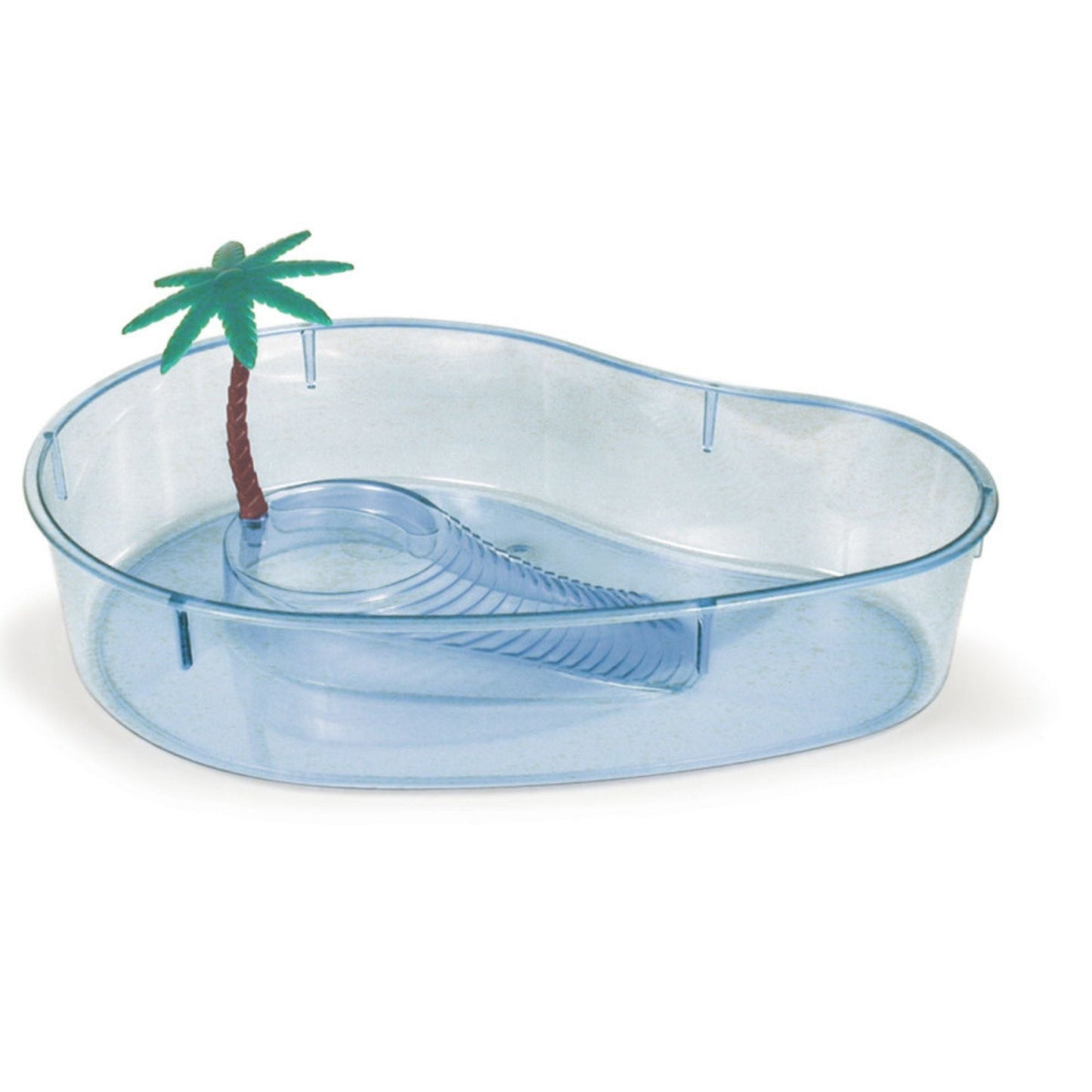 Lee's Kidney Shape Turtle Lagoon with Decorative Plant, 14 in, Clear