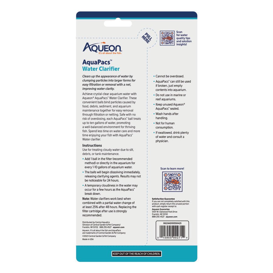 Aqueon AquaPacs Water Clarifier 6ea/12pk - Pets Perfect