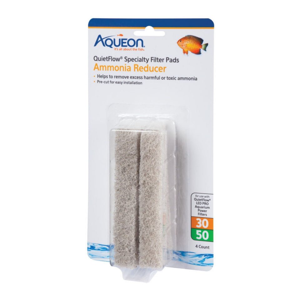 Aqueon Replacement Specialty Filter Pads Ammonia Reducer, 1ea/30/50, 4 pk