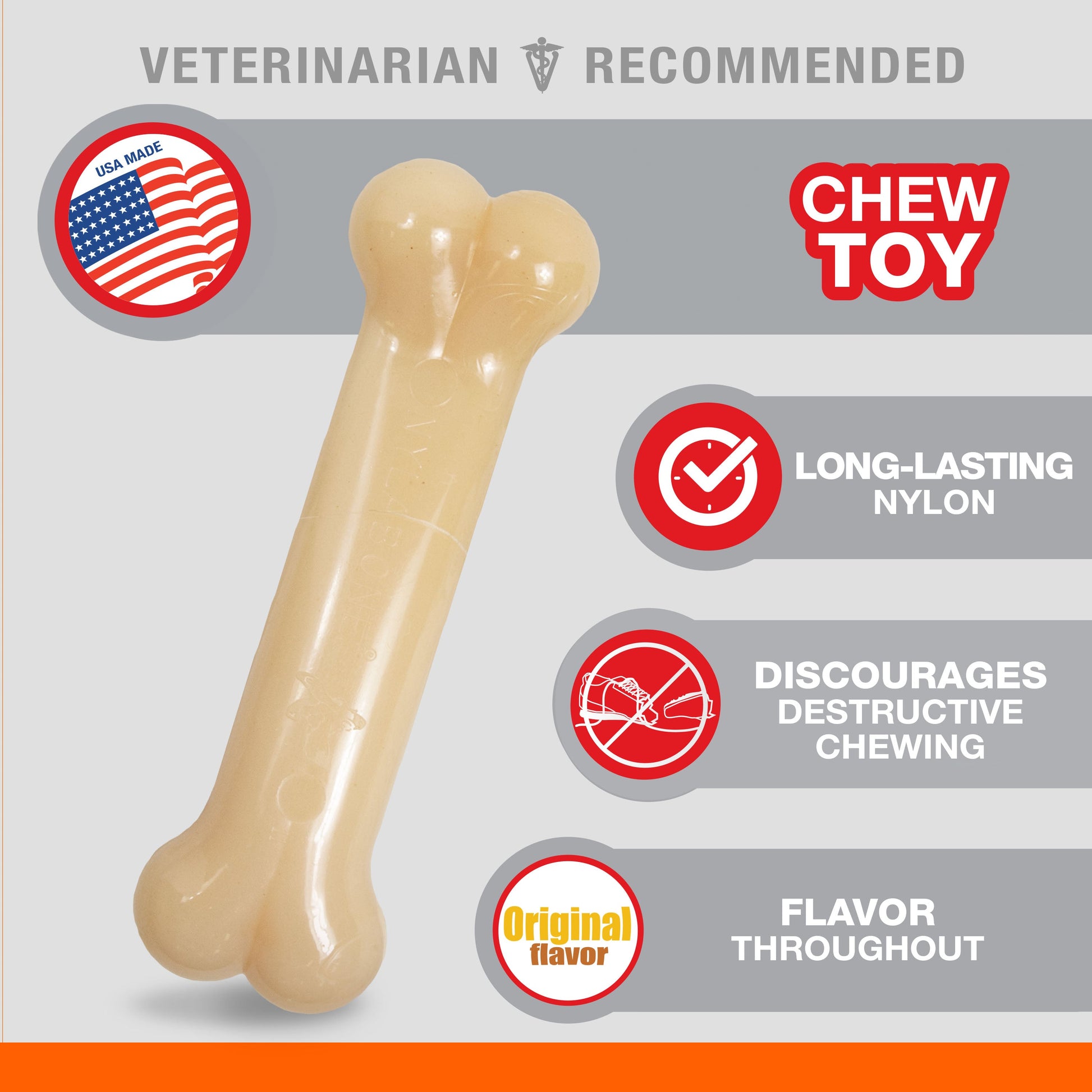 Nylabone Power Chew Dog Toy Original, Medium/Wolf up to, 35 lb 1 ct, view 2