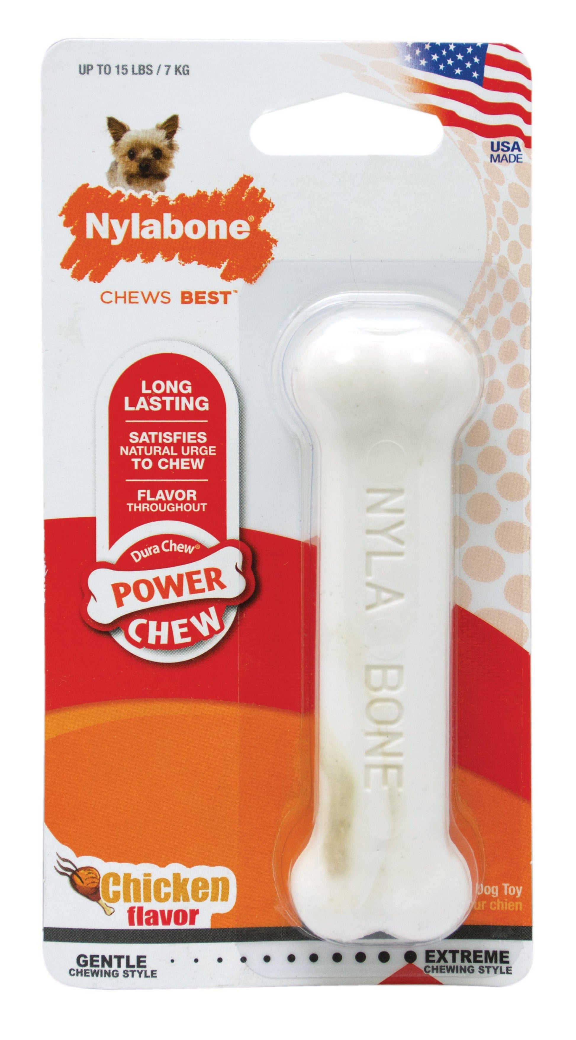 Nylabone Power Chew Dog Toy Chicken, X-Small/Petite up to 15 lb. 1 ct