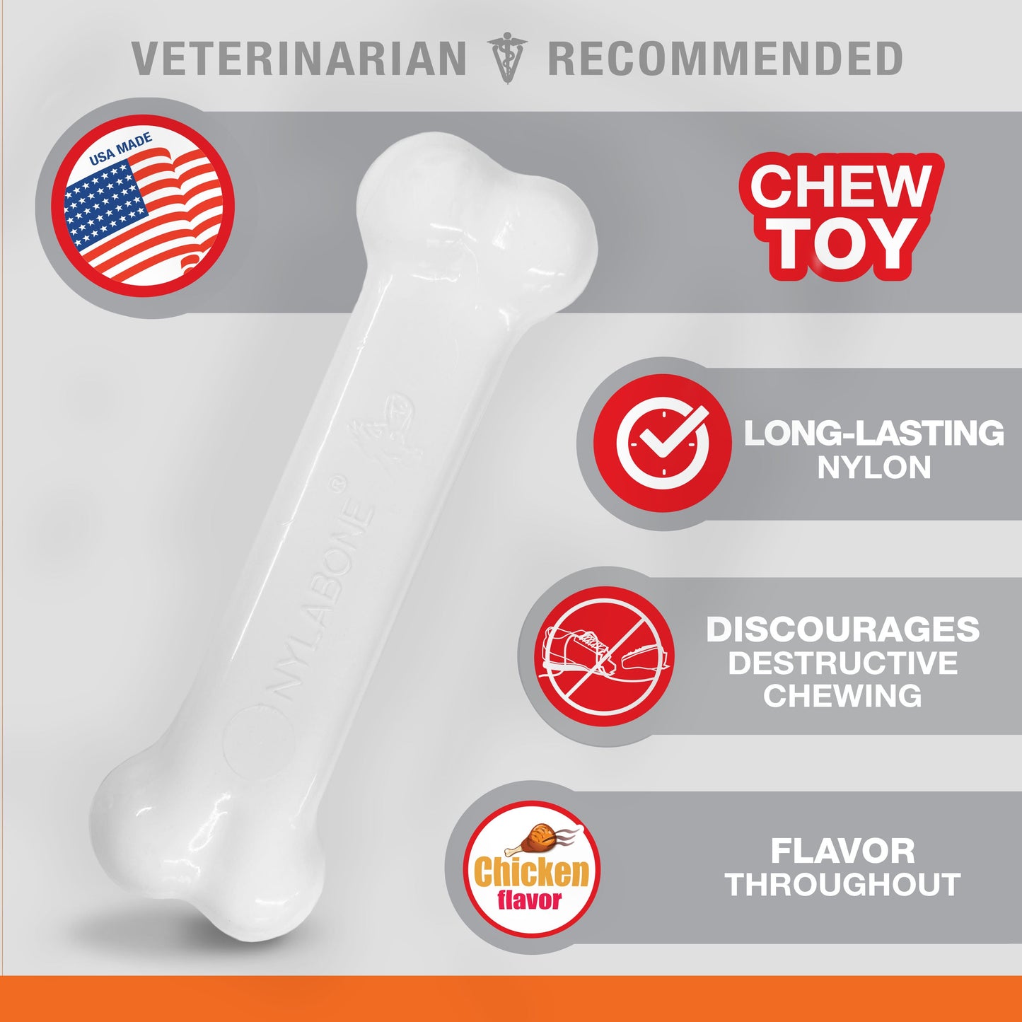 Nylabone Power Chew Dog Toy Chicken, X-Small/Petite up to 15 lb. 1 ct, view 2