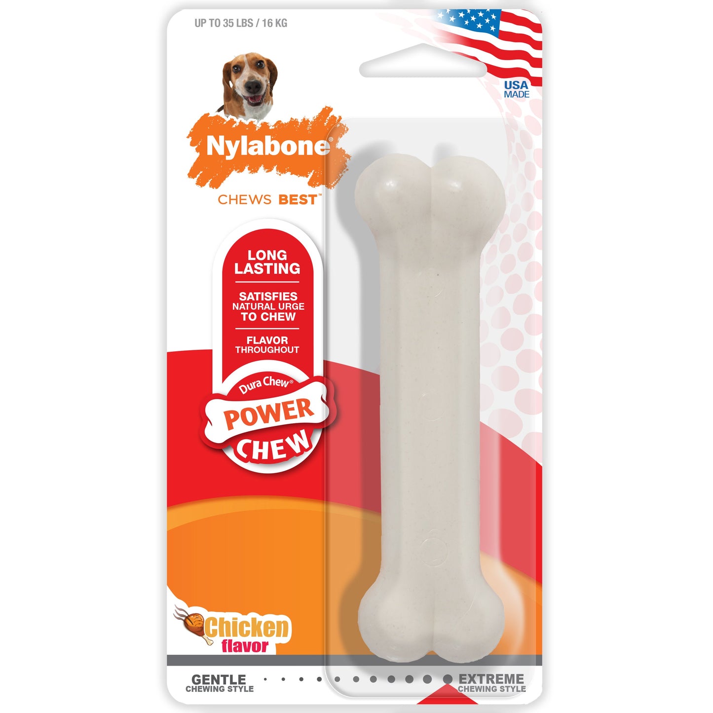 Nylabone Power Chew Dog Toy Chicken, Medium/Wolf up to, 35 lb 1 ct
